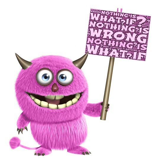Ponderings Image - What if nothing is wrong? - Fuzzy Pink Monster